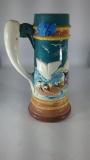 Large Porcelain Beer Stein, hand painted
