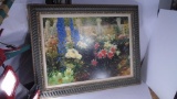 Signed Vintage Painting Garden in Atlanta Ornate Heavy Frame Oil 33