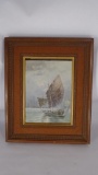 Signed T. Kamiya Vintage Painting nice Chinese Boat 20