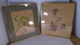 Vintage Chinese Art Flowers lot of x2