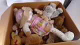 Stuffed animals, entire contents of box some with tags