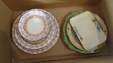 Box of Decorative porcelain plates and serving dishes