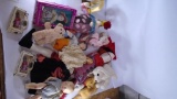 Box of Miscellaneous vintage dolls and NIB toys
