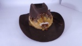 Vintage Beaver 10x TEn x Cowboy Hat with Feather decoration Lined WESTERN Hat Works Custon 7