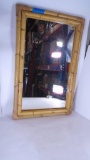 Large Mirror Bamboo Frame Glass Scratched 37 