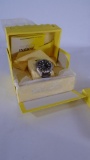Invicta Watch #0352 Leather Band In Box with Book and Cleaning Cloth