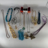 Various Pieces of Jewelry, necklaces rings earrings necklace extensions