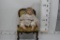 Vintage Vinyl Child Doll on a 2ft wooden Chair