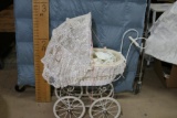 Porcelain Doll with Carriage White