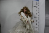 Tall Bride Wedding Dress Train Rustic Doll See Groom Lot #10459