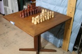 Wooden Chess Table with All Pieces