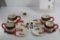 Xmas Snowman Coffee Mug Set , Saucer, Salt & Pepper Shaker Napkin holder, Porcelain/Ceramic 11 pc