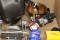 Wine Bottle Holder, Liquor Rack, Camera lens, leather bag, motorcycle toy figure, polaroid fil