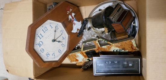Crate Of Vintage Misc Electronic Clocks, some Digital, Some Analog