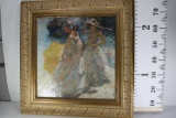 Oil Painting of Summertime Girls Signed Doyo ornate Frame 33 tall 33 wide