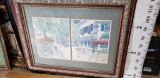 Peter Wong print of Corner Market and Flowery Bike Path 50in wide 40in Tall