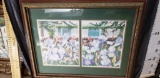 Print of Flowery Garden next to House 46in wide 36in tall