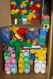 Box Of Misc Lego and Mega Bloks Pieces