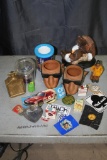 Box of Camel Cigarettes Collectible Items, Vintage Lighters, Bottle of Cologne, etc.