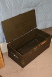 Vintage wooden footlocker chest box with lock hadware plywood bern kane