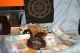 Box of Various Collectible Cards and Games, Chess, Roulette, Darts, etc.