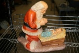 Santa Clause Praying Over Baby Jesus Christmas Ceramic or Clay Statue by R.P. Gauer 1976 13