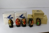 Chardavavoyne & Cannon Christmas Ornament , Russian Lacquer Egg ornaments of 1989 Noel Angel 5 units