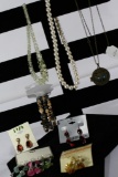Various Unbranded Jewelry, Necklaces, Bracelet, and Earrings, Display Tree Not Included