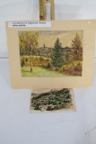 Louis Redstone water color paintings 2 units 18wide 15tall and 7tall 9wide, dated feb 1, 64'
