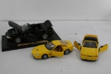 Various Die Cast Cars, Maisto 1999 Mustang GT 10in, 550 Maranello Ferrari 7in, and 94 Mustang GT 7in