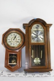 Vintage Wooden Meiji clock co. and Tempus Fugit Wall Clocks 2 units, with accessories