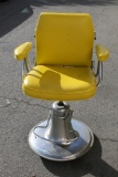 Vintage Yellow Leather Salon/Barber Chair with Foot Rest 3.5ft x 2 ft