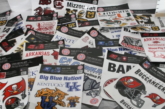 Assorted Car Decal Kit NFL & Collegiate 11X8" incl Tampa Bay Buccaneers, Arizona Cardinals, USC, etc