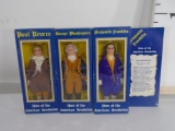 Box of Various Heroes of the Revolution Histoical themed Action Figures, Ben Franklin, Paul Revere