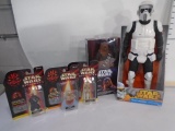 Box of Various Star Wars Action Figures, Large Scout Trooper, Chewbacca, Yoda, etc.