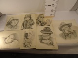 Various Portrait Sketches By WA Lewis sizes varies from 11