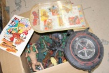 Various Toys, Assorted Small Soldiers, Vintage cars, pinball, etc,