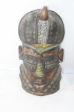 Small Decorative African Style Hanging Wall Mask 14in Tall
