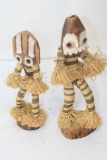 Small African Style Wooden Statuettes 2 Units 10in Tall