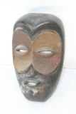 Dark Colored Vintage Wooden Sculpted Tribal Mask. 15x9x4