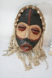 Small African Style Wooden Hanging Wall Mask 16in Tall