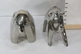 2 units Decorative Silver Colored Ceramic Porcelain Camel & Elephant. 11x9x6