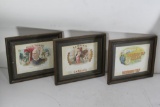 3 units of Antique Colored Ads in Frame Morning Tap Cigar, La Balca, High Toned 12x10