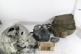 Military Biological Mask Kit with extra lens, hood valve inlet in carry bag