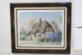 Framed Art Morning Glory Cottage by Marty Bell 1986 24 x 18