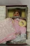 The Precious Heirloom Porcelain Ceramic Doll in pink dress approx 18 inches, 1 unit