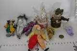 Porcelain Clown Dolls and two musical doll box, 8 units