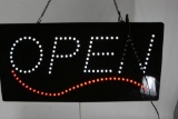 LED Open Sign Powers On 24in long 10in tall