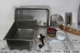 Lot of Miscellaneous Kitchen Supplies, Various bowls, Deep Chafing Tray, Filtered Spigot, etc.