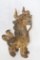 Gold Painted Sitted Wooden Dragon with Jewels/Stone. L 16